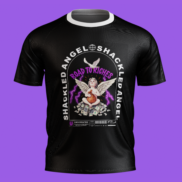 Road to riches_shackled angel ,suitable for Kornit digital printing T-shirt graphic