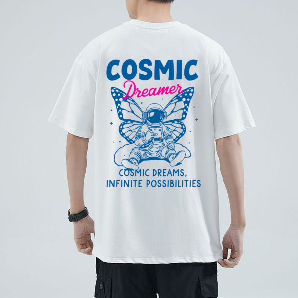 White T-Shirt-Cosmic dreams infinite possibilities_Kornit digital-cotton fabric