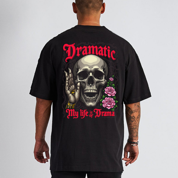 Black T-Shirt-My life is of drama-Kornit digital-cotton fabric