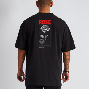 Black T-Shirt-The Rose-Kornit digital-cotton fabric