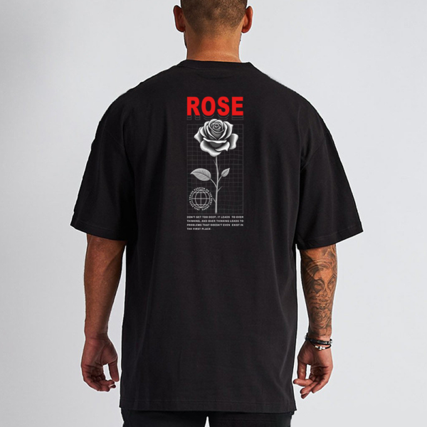 Black T-Shirt-The Rose-Kornit digital-cotton fabric